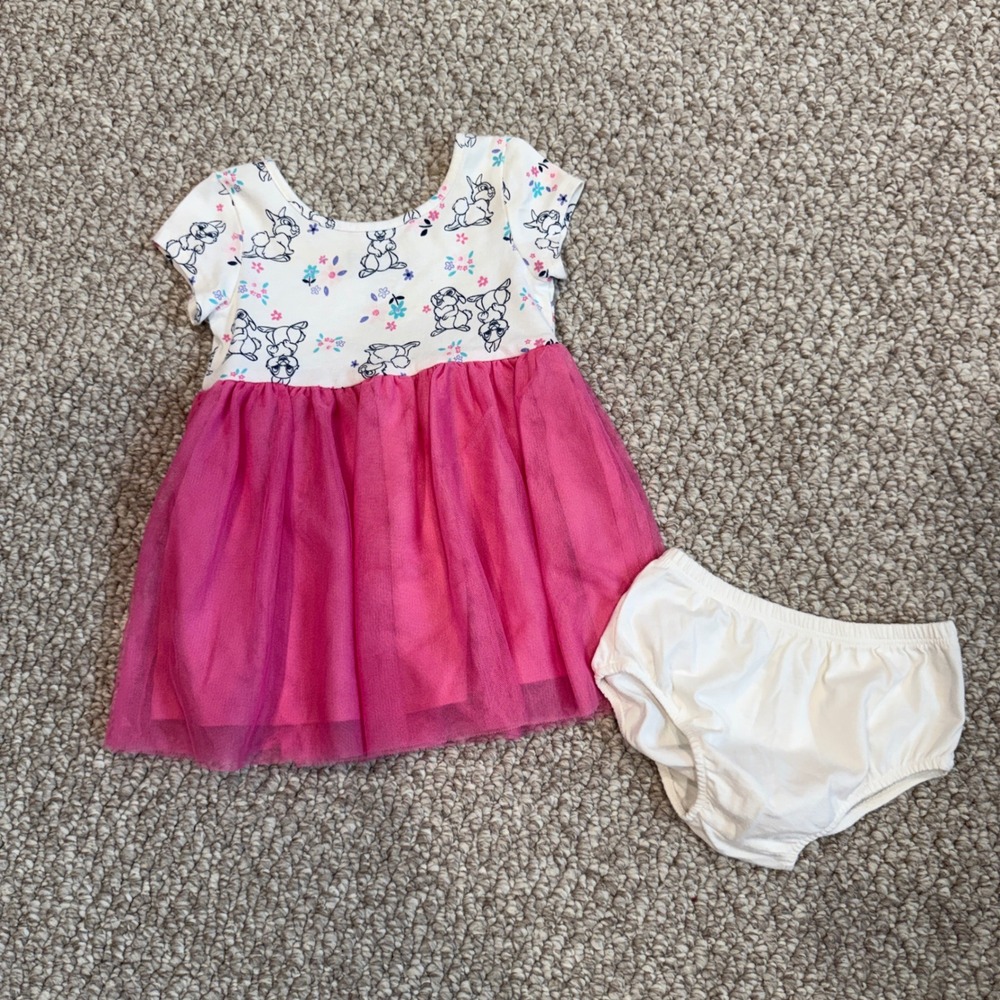 Disney Jumping Beans Thumper Bunny Pink Tulle Dress Set Size 12 Months